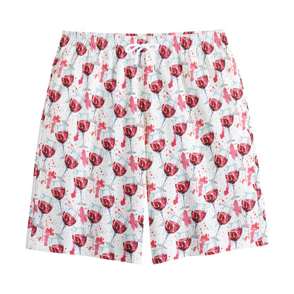 Splash Wine Pattern Print Cotton Shorts