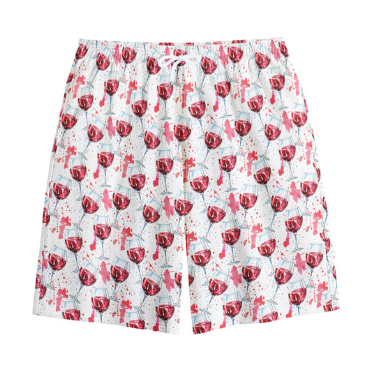 Splash Wine Pattern Print Cotton Shorts