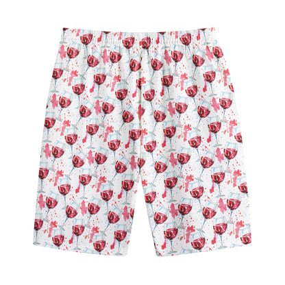 Splash Wine Pattern Print Cotton Shorts