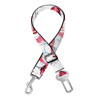 Splash Wine Pattern Print Dog Seat Belt