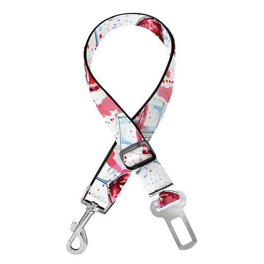 Splash Wine Pattern Print Dog Seat Belt