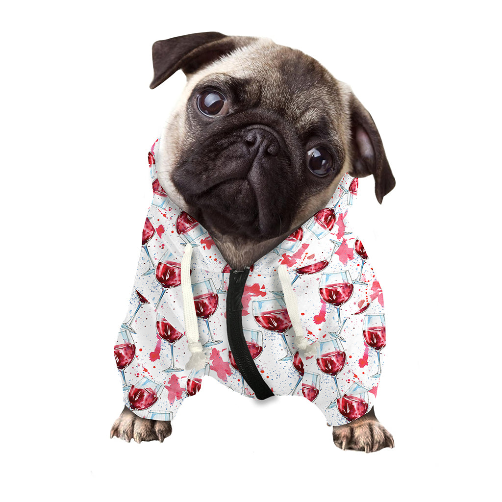 Splash Wine Pattern Print Dog Zip Up Hoodie
