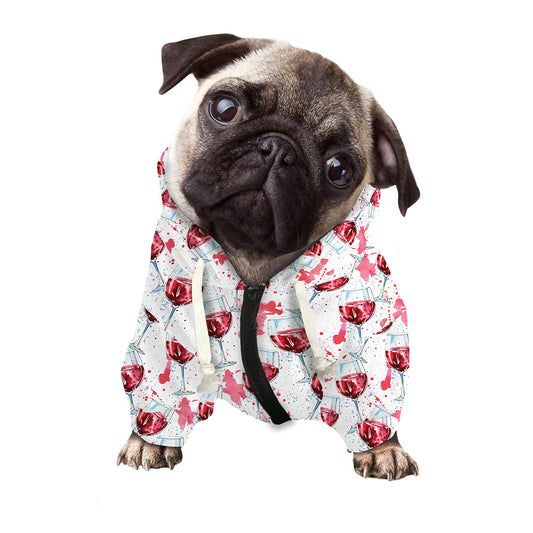 Splash Wine Pattern Print Dog Zip Up Hoodie