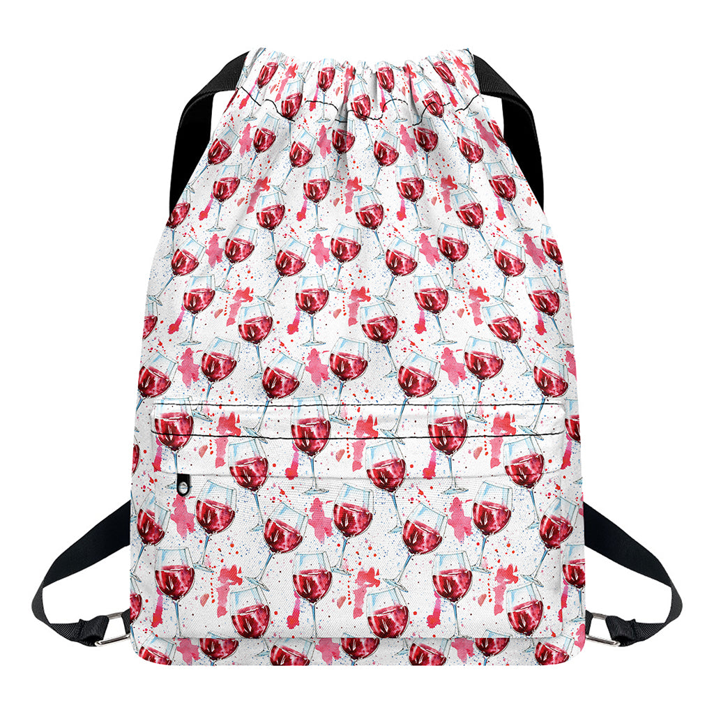 Splash Wine Pattern Print Drawstring Backpack