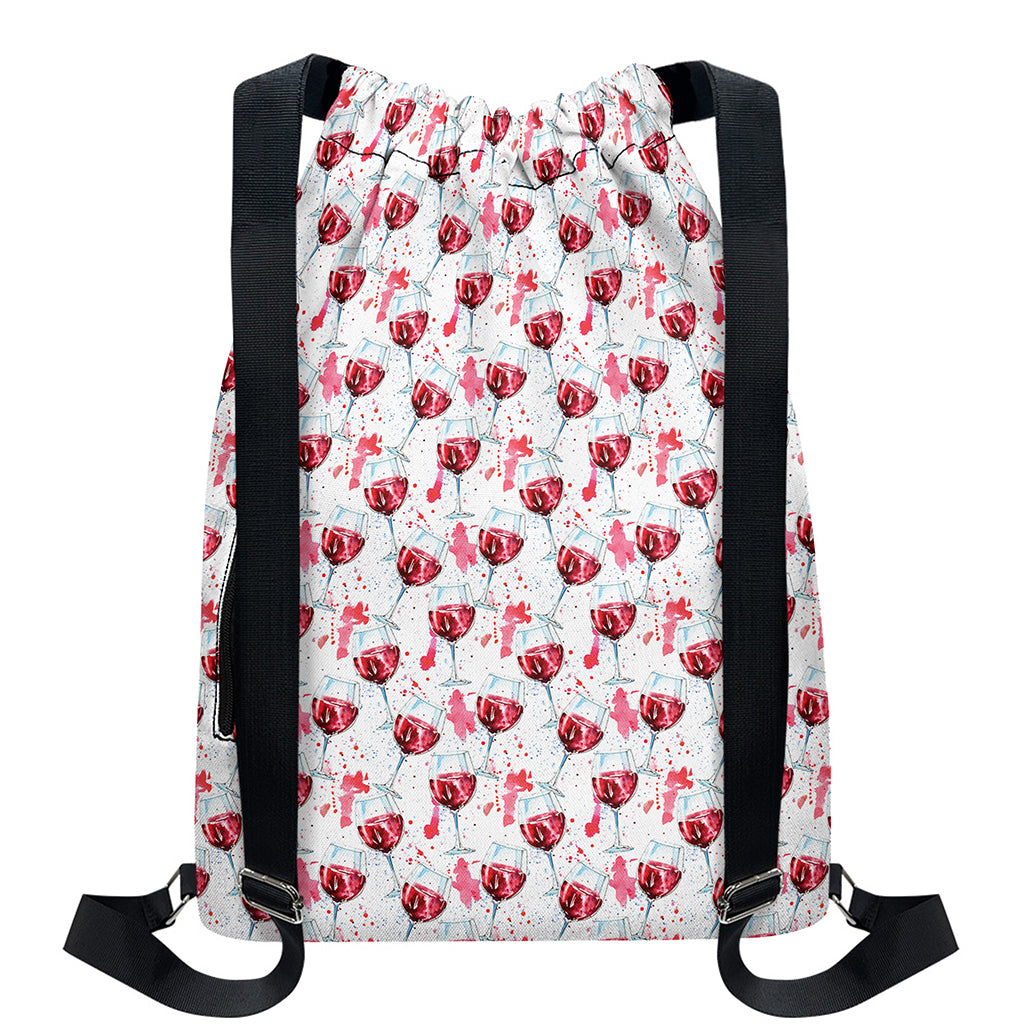 Splash Wine Pattern Print Drawstring Backpack