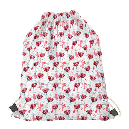 Splash Wine Pattern Print Drawstring Bag