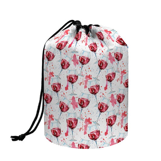 Splash Wine Pattern Print Drawstring Makeup Bag