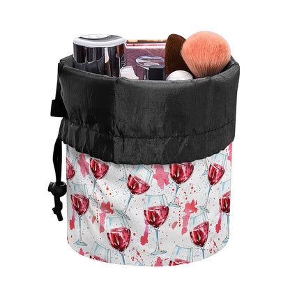 Splash Wine Pattern Print Drawstring Makeup Bag