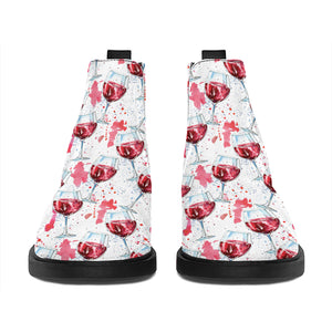 Splash Wine Pattern Print Flat Ankle Boots