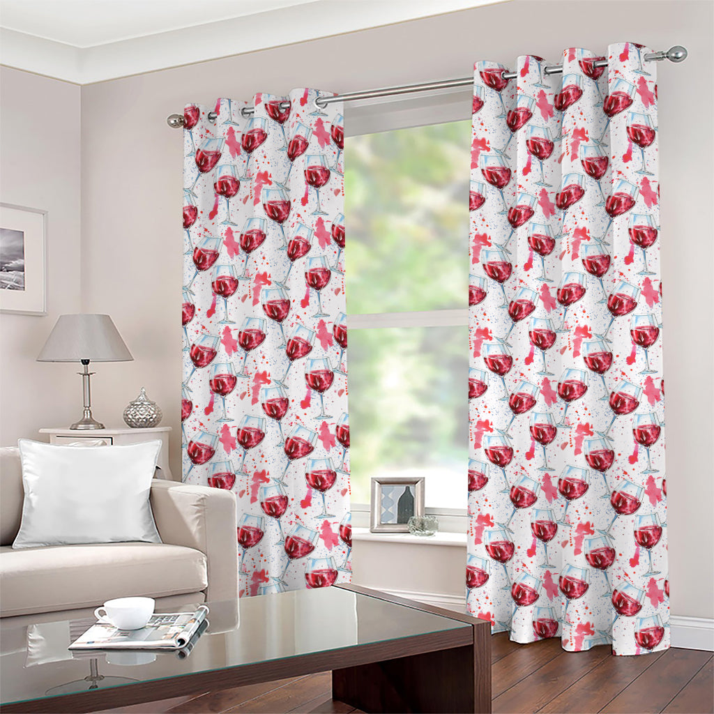 Splash Wine Pattern Print Grommet Curtains