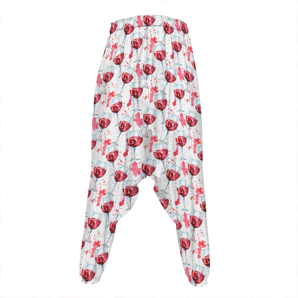 Splash Wine Pattern Print Hammer Pants