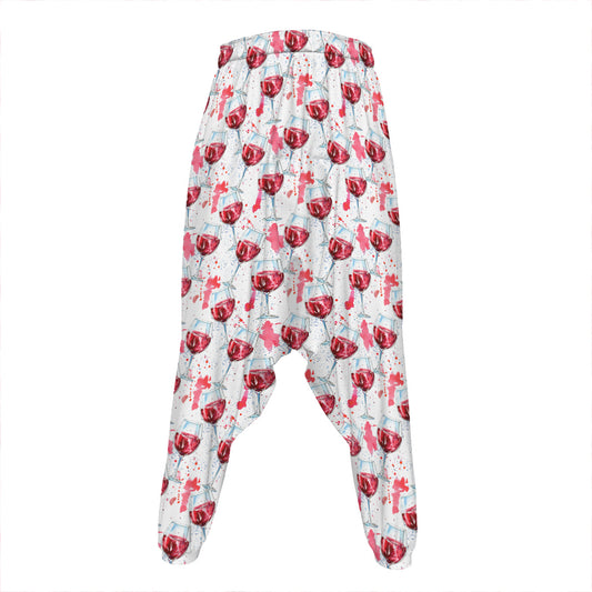 Splash Wine Pattern Print Hammer Pants