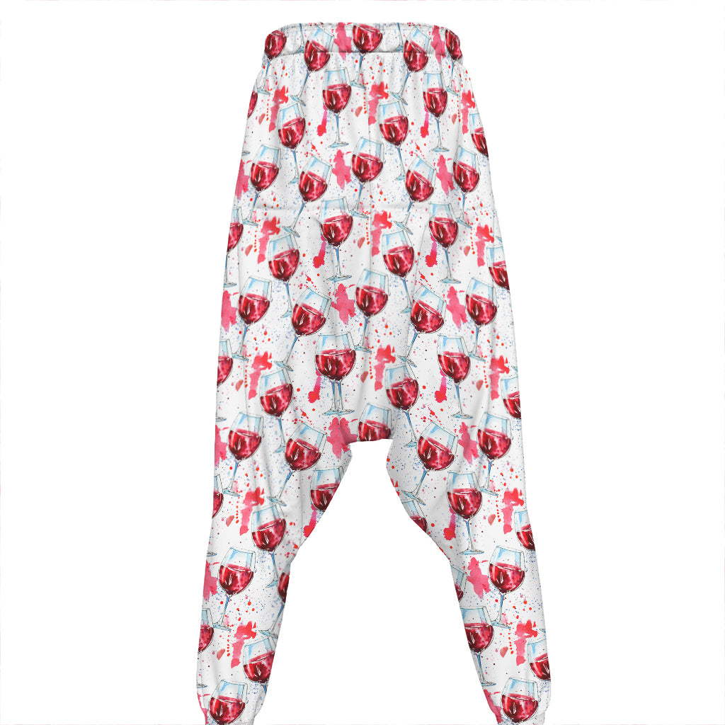 Splash Wine Pattern Print Hammer Pants