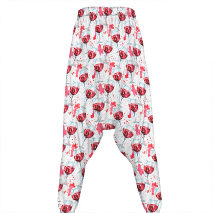 Splash Wine Pattern Print Hammer Pants