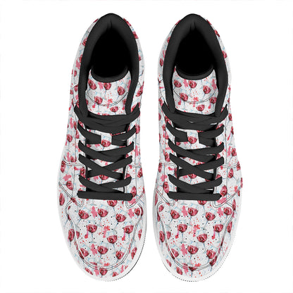 Splash Wine Pattern Print High Top Leather Sneakers