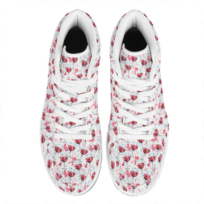 Splash Wine Pattern Print High Top Leather Sneakers