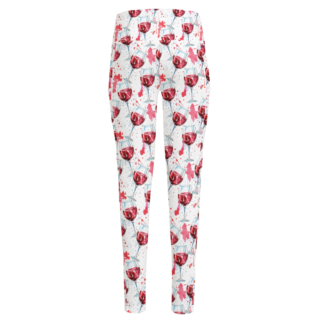 Splash Wine Pattern Print High-Waisted Pocket Leggings