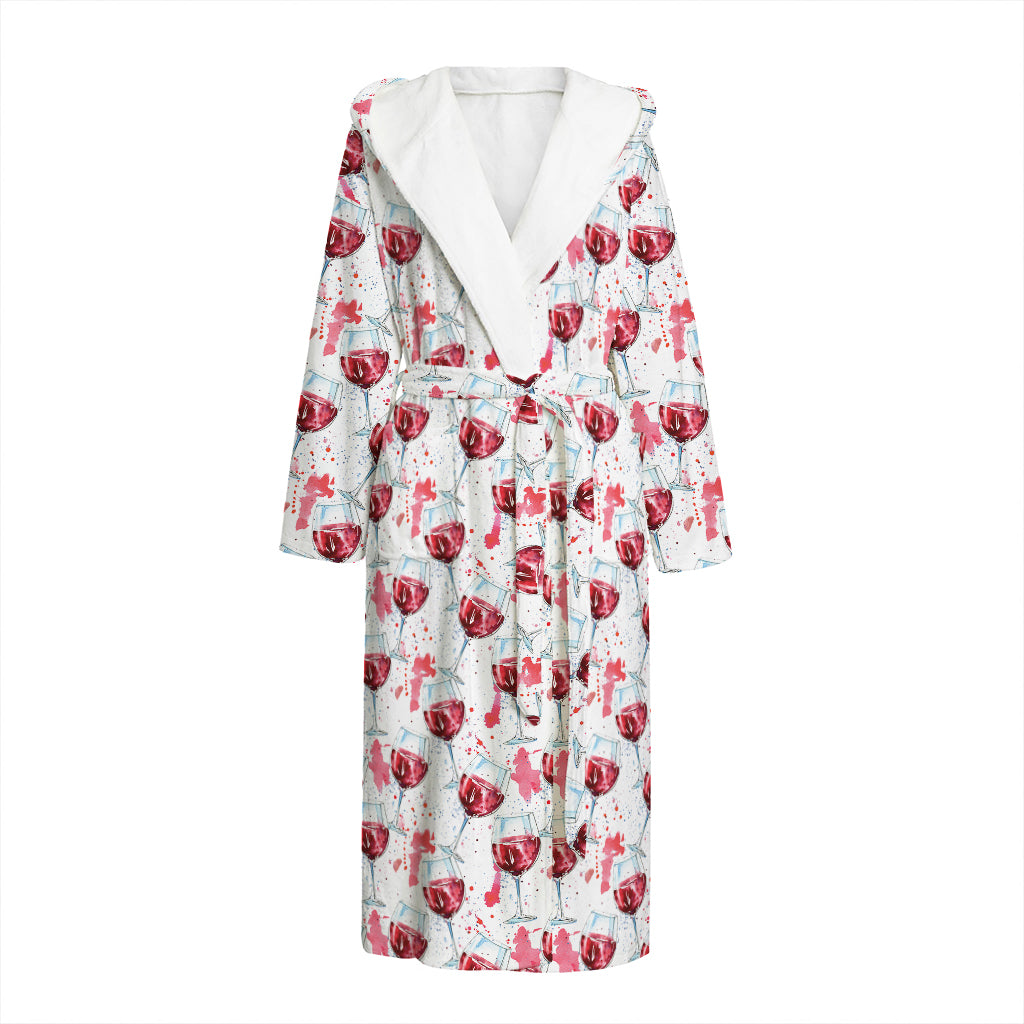 Splash Wine Pattern Print Hooded Bathrobe