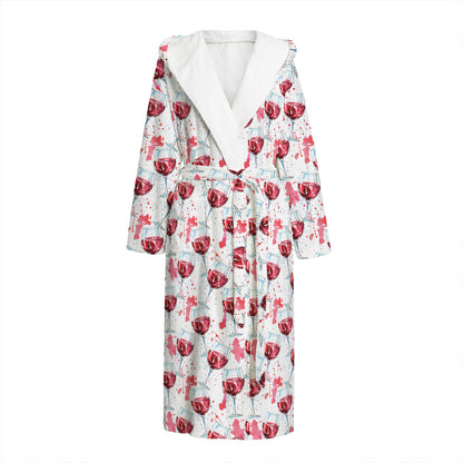 Splash Wine Pattern Print Hooded Bathrobe