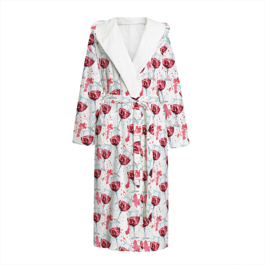 Splash Wine Pattern Print Hooded Bathrobe