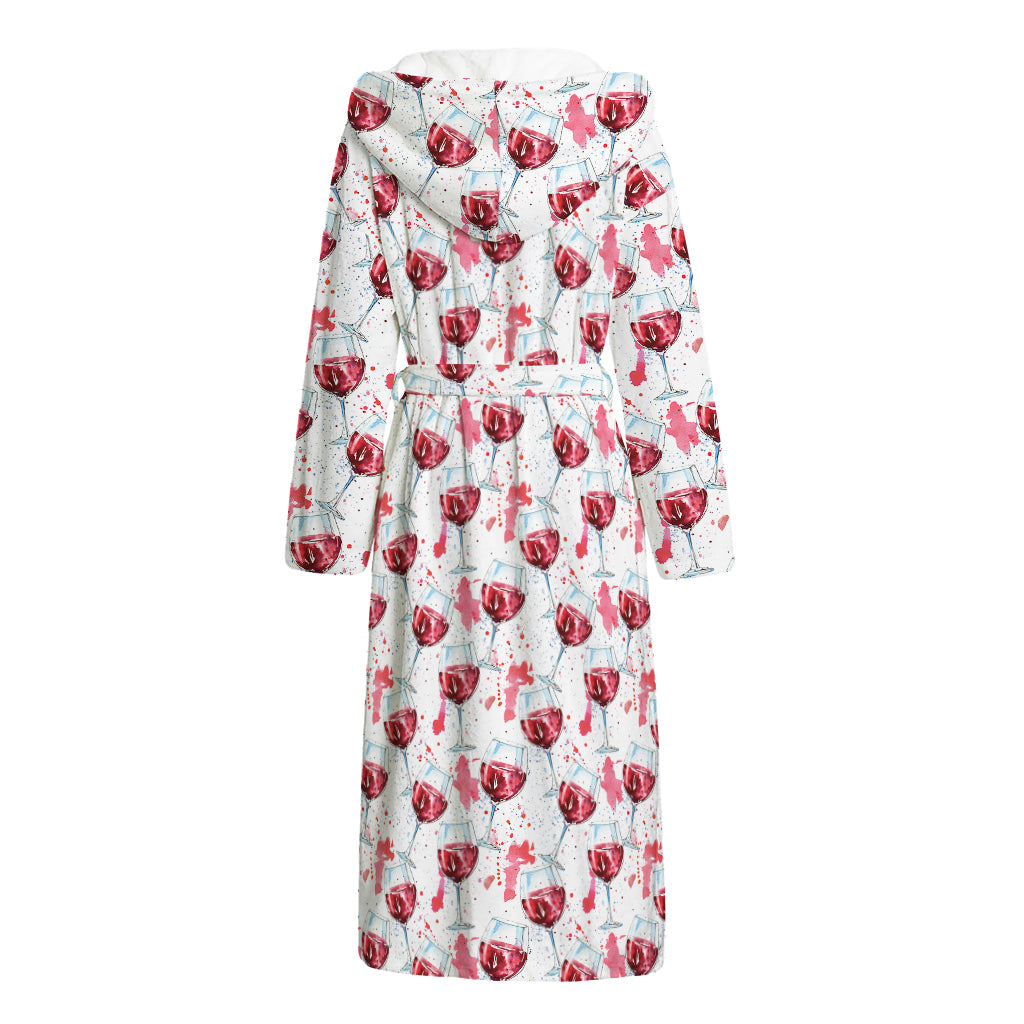 Splash Wine Pattern Print Hooded Bathrobe