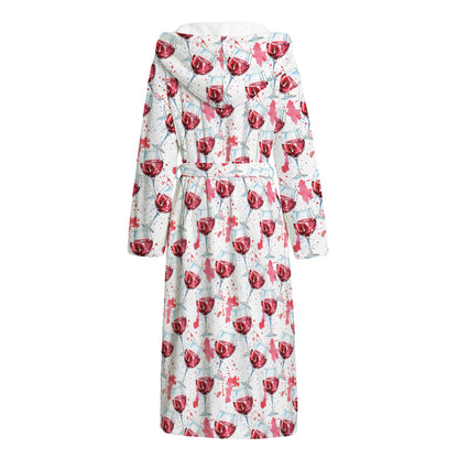 Splash Wine Pattern Print Hooded Bathrobe