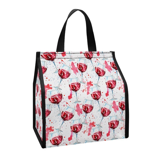 Splash Wine Pattern Print Insulated Lunch Tote