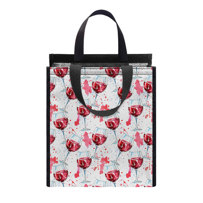 Splash Wine Pattern Print Insulated Lunch Tote