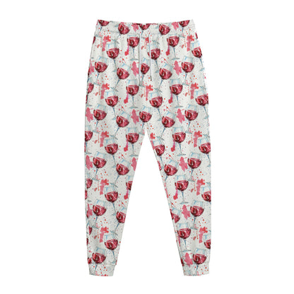 Splash Wine Pattern Print Jogger Pants