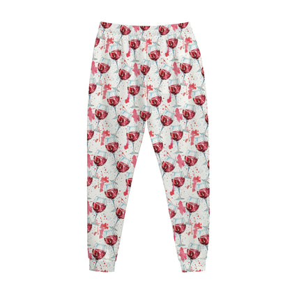 Splash Wine Pattern Print Jogger Pants