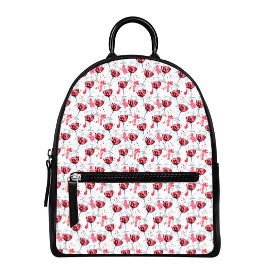 Splash Wine Pattern Print Leather Backpack