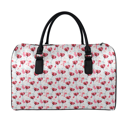 Splash Wine Pattern Print Leather Duffle Bag