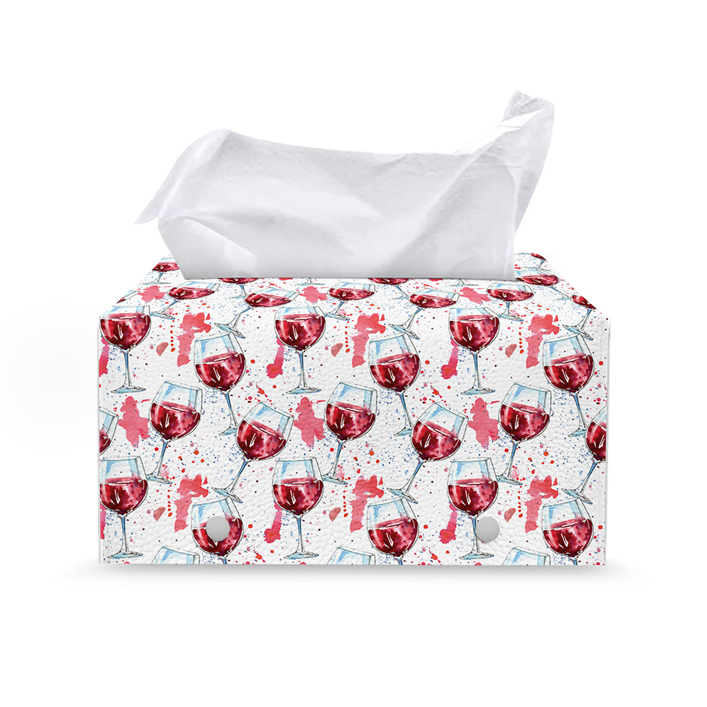 Splash Wine Pattern Print Leather Tissue Box Cover