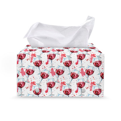 Splash Wine Pattern Print Leather Tissue Box Cover