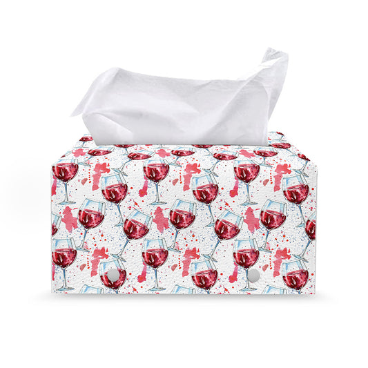 Splash Wine Pattern Print Leather Tissue Box Cover