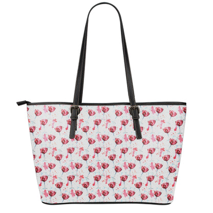 Splash Wine Pattern Print Leather Tote Bag