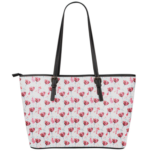 Splash Wine Pattern Print Leather Tote Bag