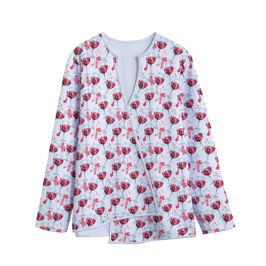 Splash Wine Pattern Print Long Sleeve Short Coat