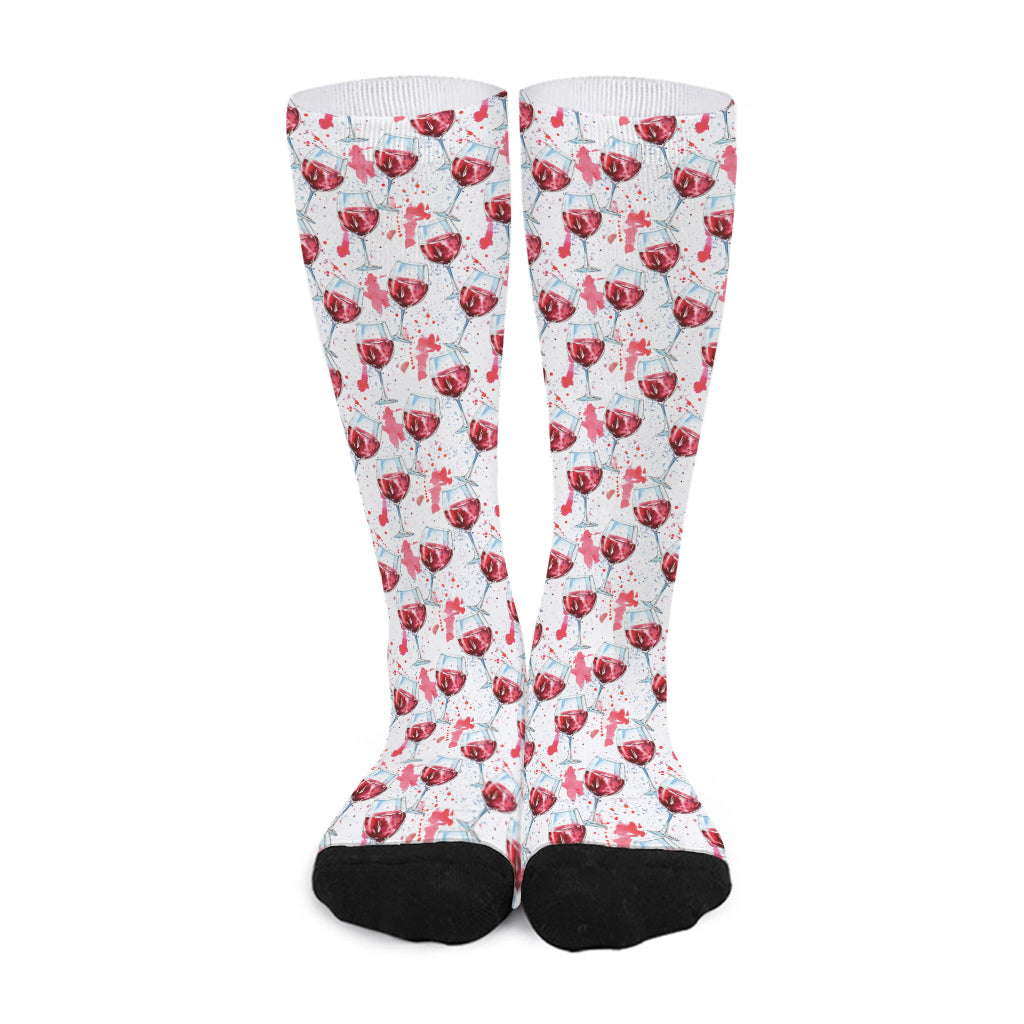 Splash Wine Pattern Print Long Socks