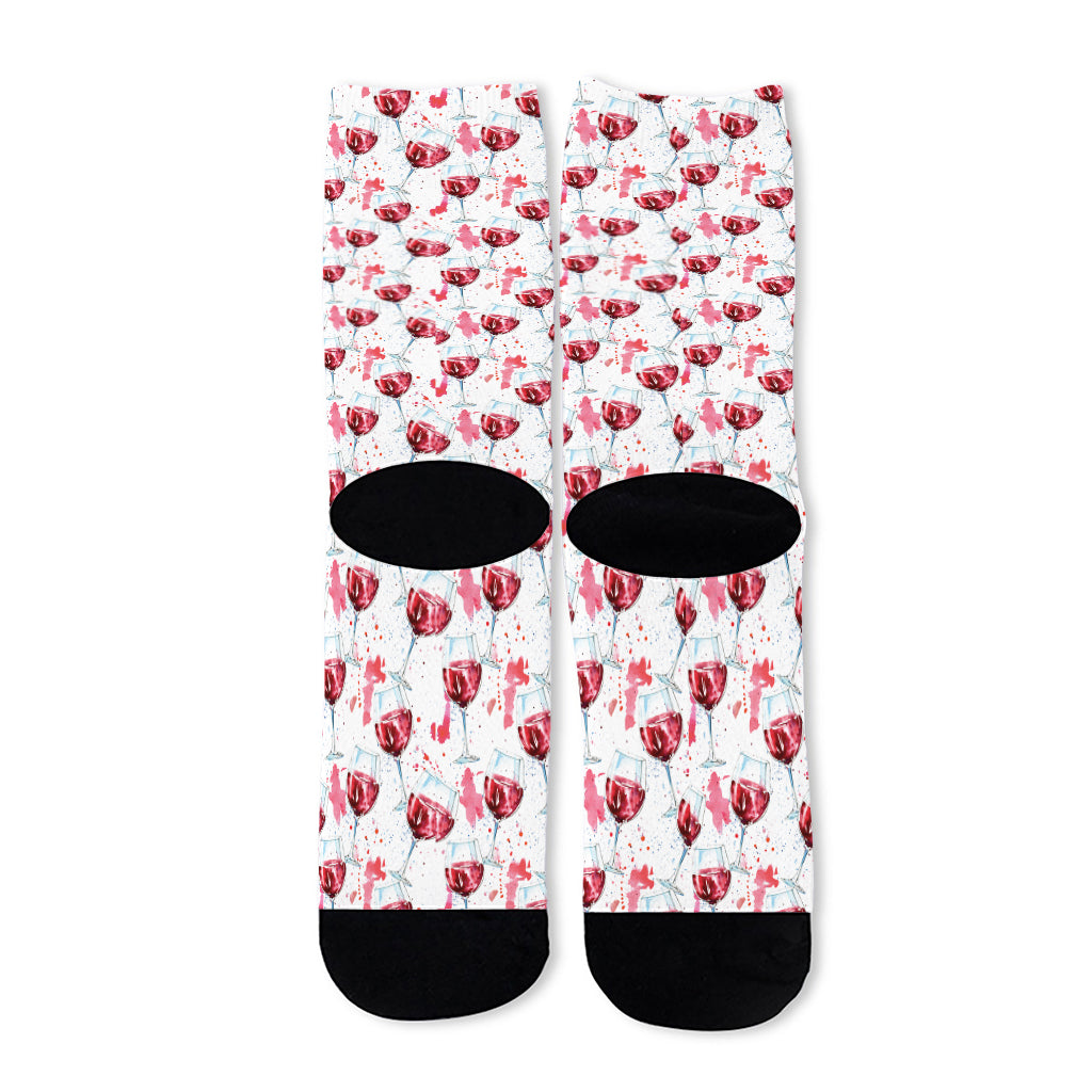 Splash Wine Pattern Print Long Socks