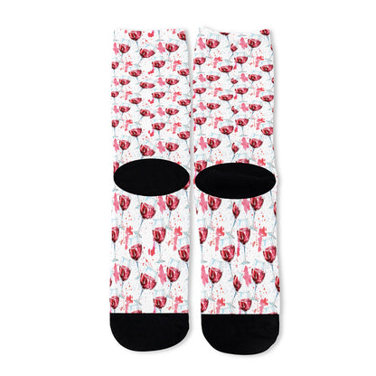 Splash Wine Pattern Print Long Socks