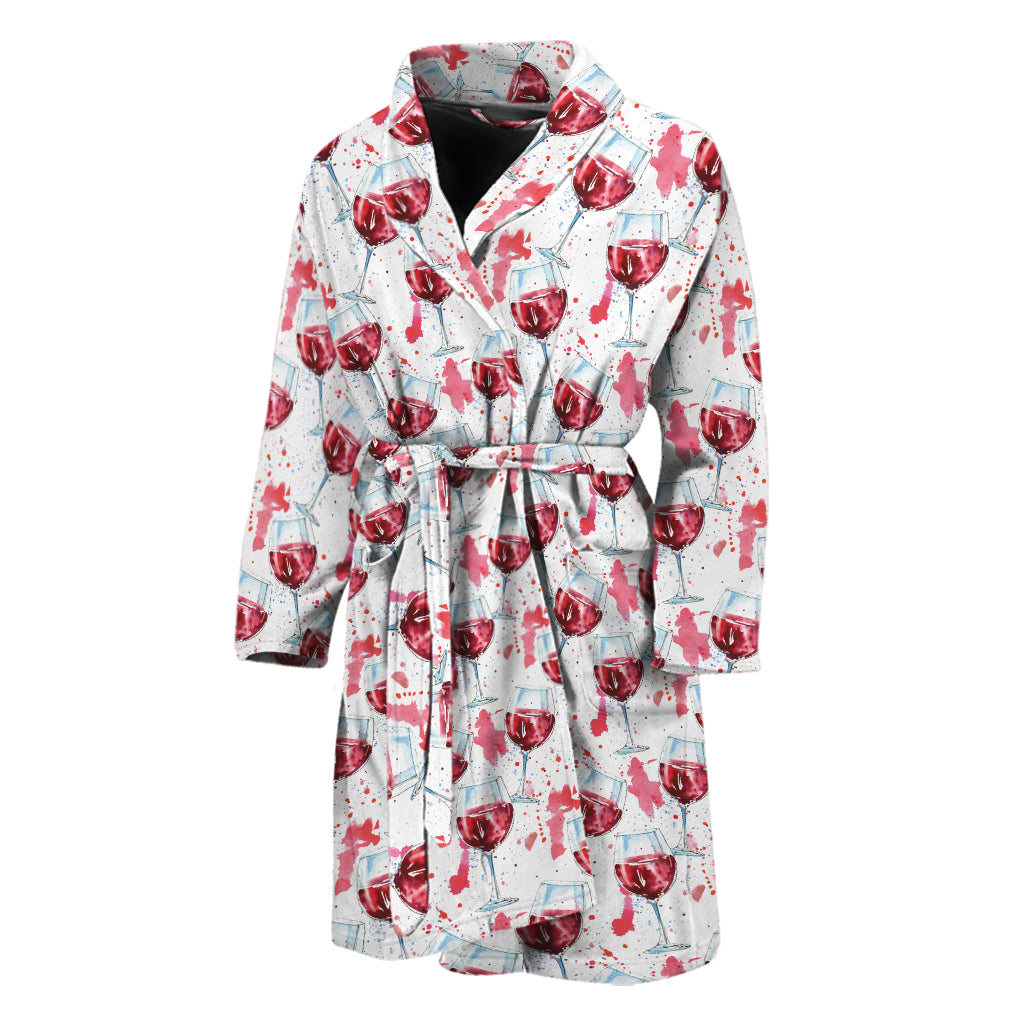 Splash Wine Pattern Print Men's Bathrobe