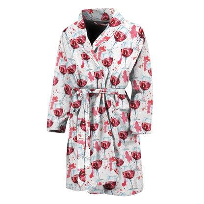 Splash Wine Pattern Print Men's Bathrobe