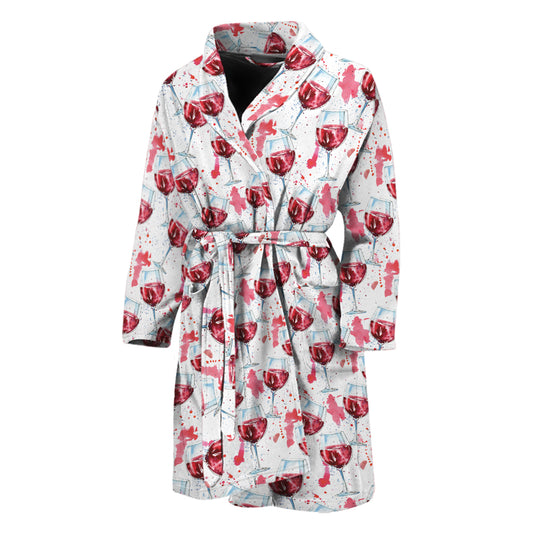 Splash Wine Pattern Print Men's Bathrobe