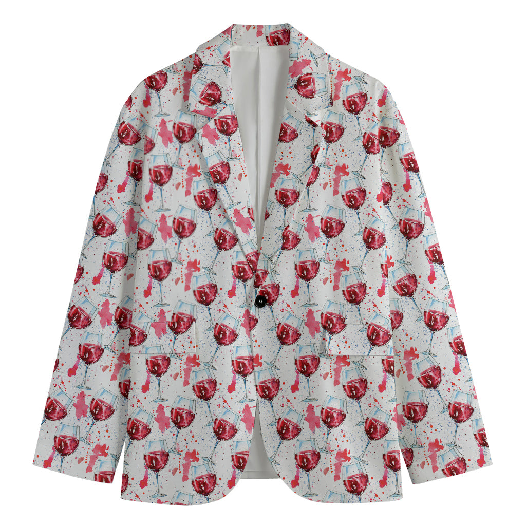 Splash Wine Pattern Print Men's Blazer
