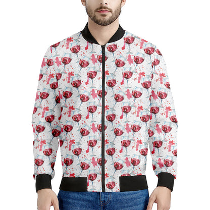 Splash Wine Pattern Print Men's Bomber Jacket