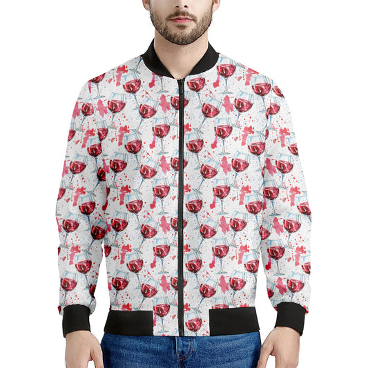 Splash Wine Pattern Print Men's Bomber Jacket