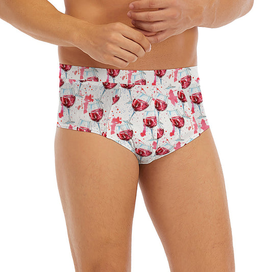 Splash Wine Pattern Print Men's Briefs
