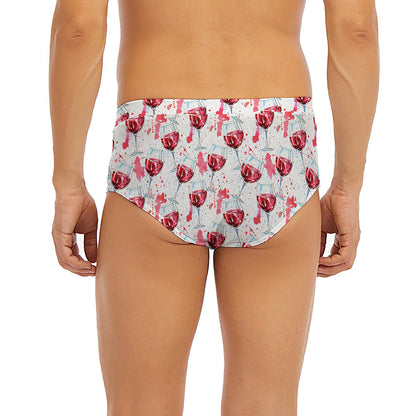 Splash Wine Pattern Print Men's Briefs