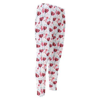 Splash Wine Pattern Print Men's Compression Pants